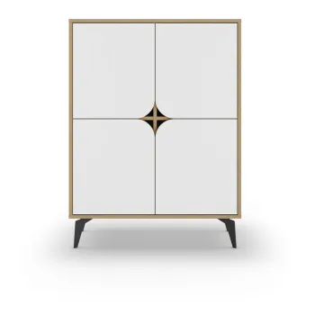 Dulap alb/in culoare naturala cu aspect de lemn de stejar 90x120 cm Nola - Marckeric 739e imagine