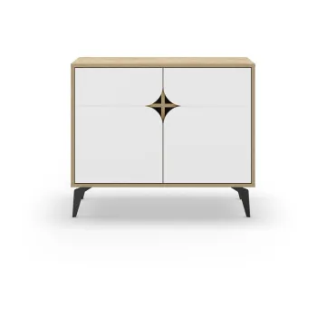 Dulap alb/in culoare naturala cu aspect de lemn de stejar 95x79 cm Nola - Marckeric 0701 imagine