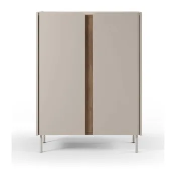 Dulap crem/in culoare naturala cu aspect de lemn de stejar 90x120x40 cm Lucile - Marckeric 3124 imagine