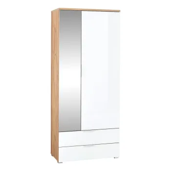 Dulap cu oglinda alb/aspect de lemn de stejar 84x196 cm Telde - Germania 1e5d imagine