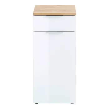 Dulap de baie alb scund cu aspect de lemn de stejar 39x86 cm Pescara - Germania 2598 imagine