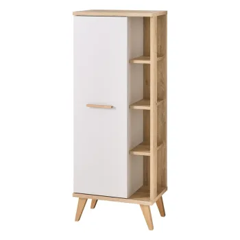 Dulap de baie crem inalt cu aspect de lemn de stejar 50,5x128 cm Quickset 966 - Pelipal 9007 imagine
