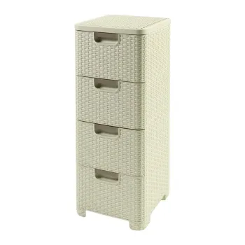 Dulap de baie crem inalt din plastic 33x79 cm Rattan - Curver 84ca imagine