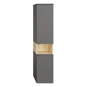 Dulap de baie gri/in culoare naturala cu aspect de lemn de pin 142x30 cm Quickset 394 - Pelipal bea3 imagine