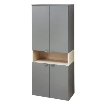 Dulap de baie gri/in culoare naturala inalt/suspendat cu aspect de lemn de pin 142x60 cm Quickset 394 - Pelipal 9580 imagine