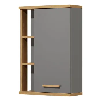 Dulap de baie gri suspendat cu aspect de lemn de stejar 50,5x74,5 cm Quickset 924 - Pelipal 9cab imagine