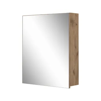 Dulap de baie in culoare naturala suspendat/cu oglinda cu aspect de lemn de stejar 60x70 cm Wisla - Storaa ec99 imagine