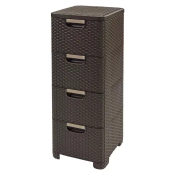 Dulap de baie maro inchis inalt din plastic 33x79 cm Rattan - Curver e9a4 imagine
