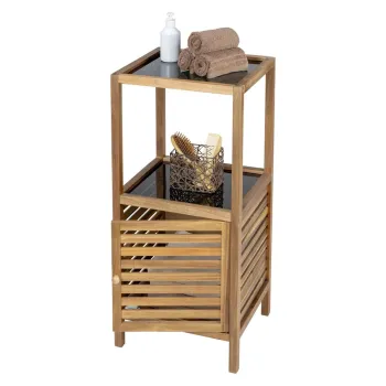 Dulap de baie negru/in culoare naturala jos, ingust din lemn de acacia 39,5x86 cm Fondi - Wenko 7b58 imagine