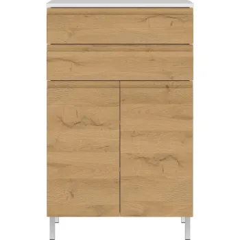 Dulap de baie scund alb cu aspect de stejar 60x97 cm Torrance - Germania 8fad imagine