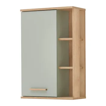 Dulap de baie suspendat verde cu aspect de lemn de stejar 51x75 cm Set 923 - Pelipal 7cae imagine