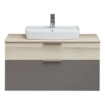 Dulap fara chiuveta gri/in culoare naturala suspendat cu aspect de lemn de pin 53x101 cm Quickset 394 - Pelipal 48a4 imagine