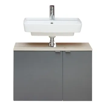 Dulap fara chiuveta gri/in culoare naturala suspendat cu aspect de lemn de pin 53x80 cm Quickset 394 - Pelipal 7191 imagine