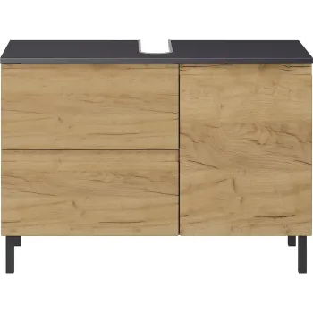 Dulap gri inchis sub chiuveta cu aspect de stejar 80x56 cm Salinas - Germania 3e30 imagine