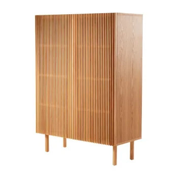 Dulap in culoare naturala cu aspect de lemn de frasin cu orificiu pentru cabluri 100x140x45 cm Sion - Jotex 0850 imagine