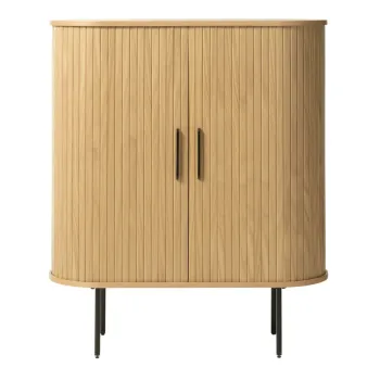 Dulap in culoare naturala cu aspect de lemn de stejar cu usa glisanta 100x118 cm Nola - Unique Furniture 635e imagine