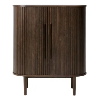 Dulap in culoare naturala inchisa cu aspect de lemn de stejar cu usa glisanta 100x118x40 cm Meta - Unique Furniture d7a3 imagine