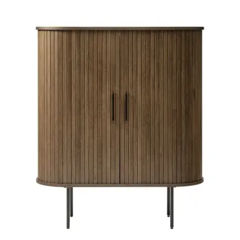 Dulap maro cu aspect de lemn de stejar cu usa glisanta 100x118 cm Nola - Unique Furniture 4f6e imagine