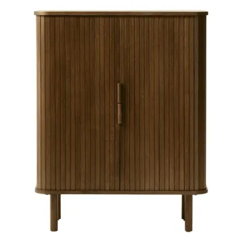 Dulap maro cu aspect de lemn de stejar cu usa glisanta 113x90 cm Cavo - Unique Furniture d084 imagine