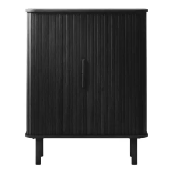 Dulap negru cu aspect de lemn de stejar cu usa glisanta 113x90 cm Cavo - Unique Furniture dca0 imagine