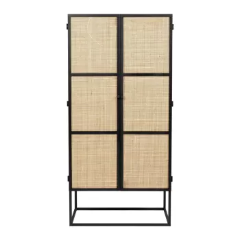 Dulap negru din ratan 70x145 cm Guuji - White Label b063 imagine