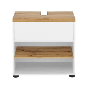 Dulap sub chiuveta alb cu aspect de lemn de stejar 60x57 cm Thessa - Storaa cac8 imagine