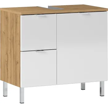 Dulap sub chiuveta in decor de stejar Germania Mauresa, latime 60 cm, alb 45a0 imagine