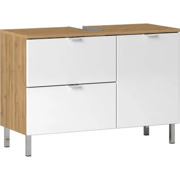 Dulap sub chiuveta in decor de stejar Germania Mauresa, latime 80 cm, alb d66b imagine