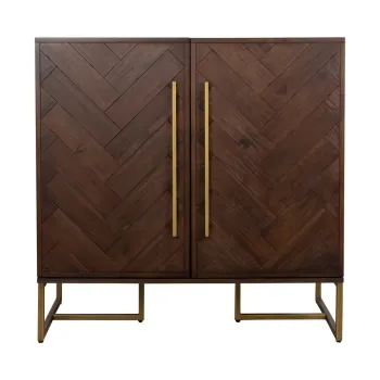 Dulap vinoteca cu aspect de lemn exotic in culoare naturala numar sticle 24, 100x100 cm Class - Dutchbone 0af7 imagine