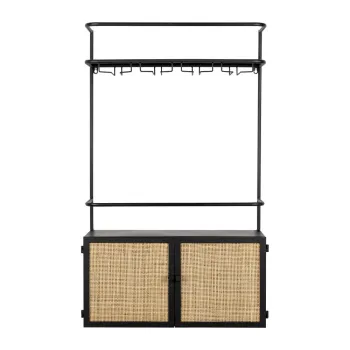 Dulap vinoteca din ratan negru 18x100 cm Guuji - White Label 3bbd imagine