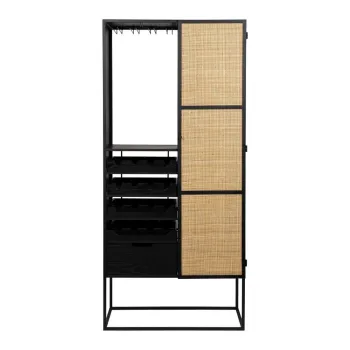Dulap vinoteca din ratan negru pentru 16 sticle, 80x175 cm Guuji - White Label c1fc imagine