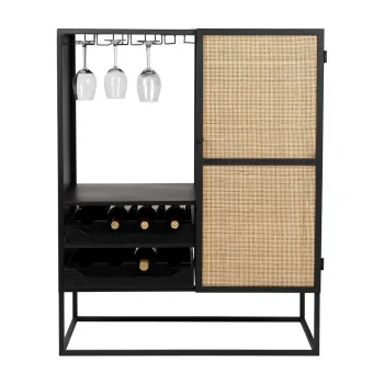 Dulap vinoteca din ratan negru pentru 8 sticle, 80x100 cm Guuji - White Label ea5c imagine