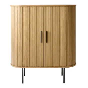 Dulap vinoteca in culoare naturala cu aspect de lemn de stejar cu usa glisanta 100x118x40 cm Nola - Unique Furniture 47be imagine