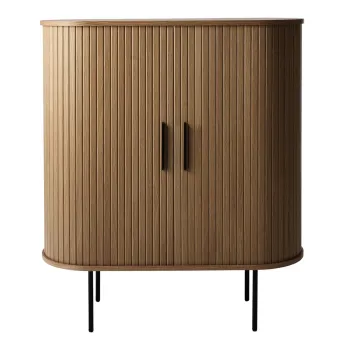 Dulap vinoteca maro cu aspect de lemn de stejar cu usa glisanta 100x118x40 cm Nola - Unique Furniture c553 imagine