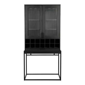 Dulap vinoteca negru din lemn masiv de stejar numar sticle 20, 89x181 cm Travis - Zuiver 18f7 imagine