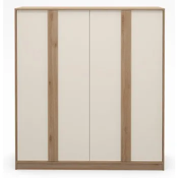 Sifonier crem/in culoare naturala cu aspect de lemn de stejar 180x197,5x53 cm Dennis - Marckeric 8313 imagine