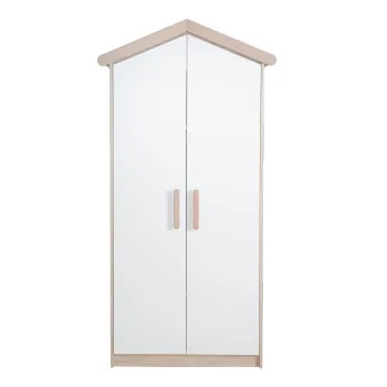 Sifonier de copii alb-in culoare naturala cu aspect de lemn de stejar 96x190x50 cm Cabane - Roba 5538 imagine