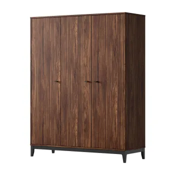 Sifonier in culoare naturala inchisa cu aspect de lemn de nuc 148x190x55 cm Ilyas - Vipack b7ae imagine