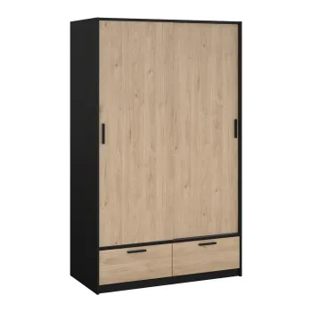 Sifonier negru/cu aspect de lemn de stejar cu usa glisanta 121x200 cm Line - Tvilum b91a imagine