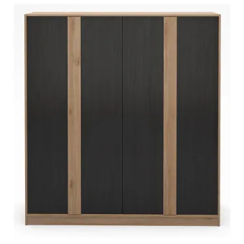 Sifonier negru/in culoare naturala cu aspect de lemn de stejar 180x197,5x53 cm Dennis - Marckeric 6add imagine