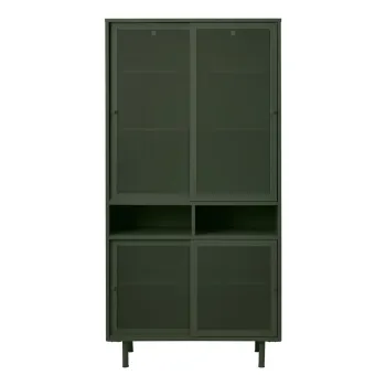 Sifonier verde inchis din metal cu usa glisanta 90x180 cm Veep - Unique Furniture 63c6 imagine