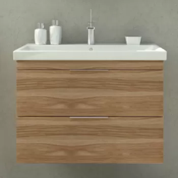 Set mobila: dulap MDF cu sertare + lavoar ceramica pentru baie Likno 70 cm 3f0e imagine