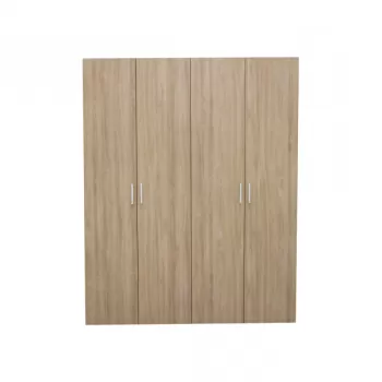 Dulap ALMA L, 4 usi, 4 rafturi, bara de haine, sonoma, 160x52x203 cm 64ba imagine