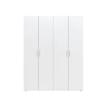 Dulap ALMA L, 4 usi, 6 rafturi, bara de haine, alb, 160x52x203 cm bcd4 imagine