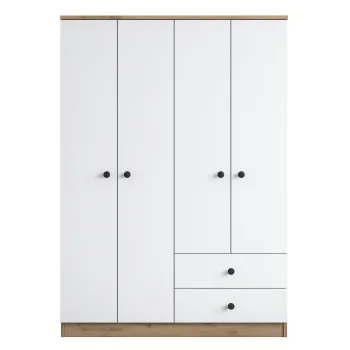 Dulap BA108, 4 usi, 2 sertare, nuc + alb, 120x42,5x170 cm 87da imagine