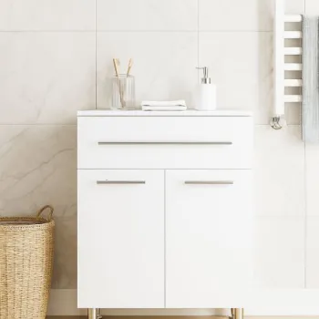 Dulap baie, 2 usi, 1 sertar, alb, 60x30x80 cm 756d imagine