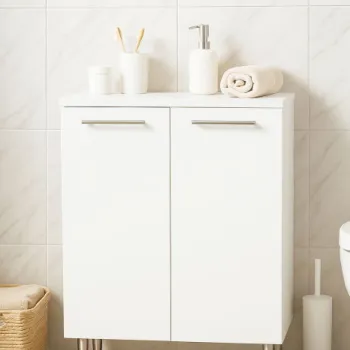 Dulap baie, 2 usi, alb, 60x30x80 cm 086c imagine