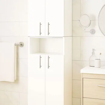 Dulap baie seria 002, 4 usi, alb, 35x31.6x166 cm 180c imagine