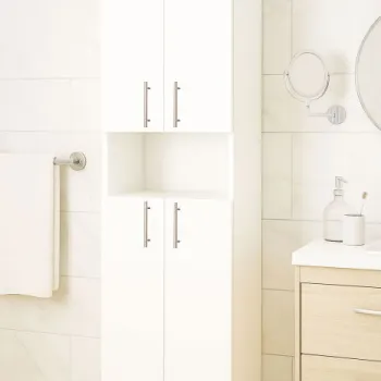 Dulap baie seria 002, 4 usi, alb, 35x31.6x166 cm 736a imagine