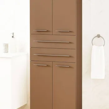 Dulap baie seria 008, front MDF, 4 usi, 2 sertare, cappuccino, 60x31.6x180 cm 850a imagine